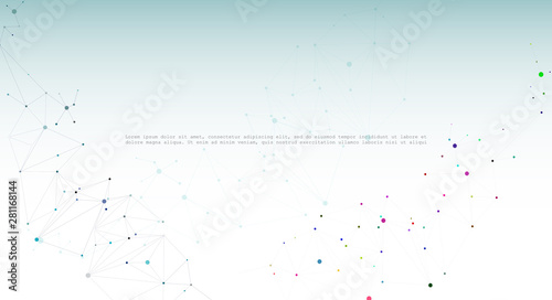 Abstract Molecules with Lines, Geometric, Polygon, Triangle pattern. Vector design network communication technology on white gray color background. Futuristic- digital science technology concept © nongkran_ch