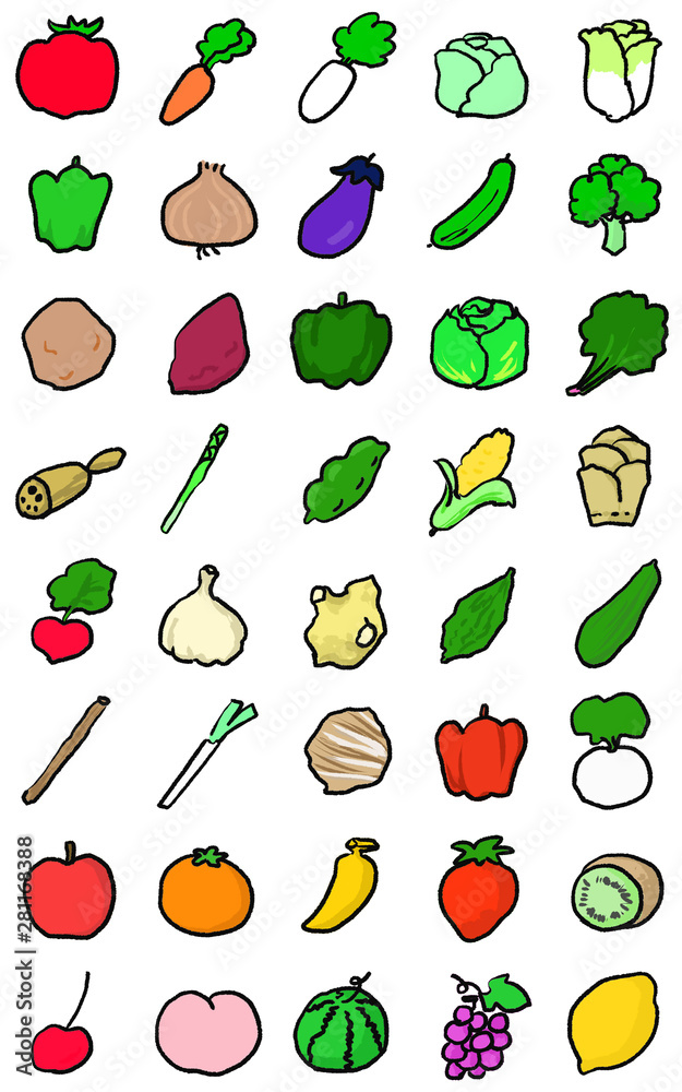 野菜 くだもののイラストまとめ Stock Illustration Adobe Stock 野菜 くだもののイラストまとめ Stock Illustration Adobe Stock