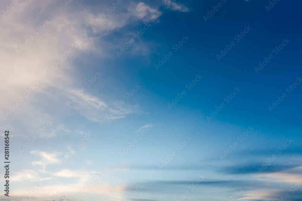 Blue sky and clouds in the evening.