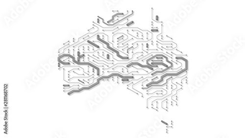 Australia circuit board nbn broadband internet infrastructure network - illustration rendering