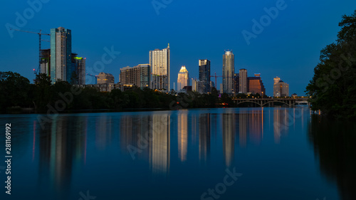 Austin City Skyline At Blue Hour