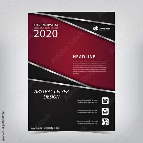 red flyer with a black overlapping combination of silver stripes