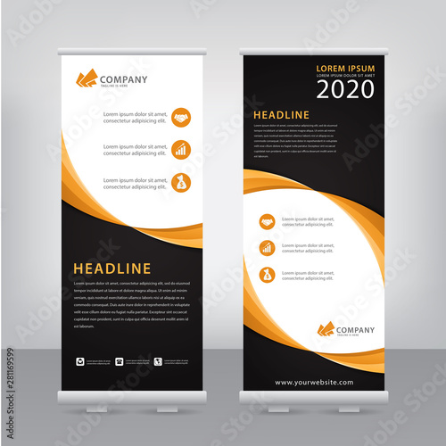 abstract black roll up with orange waves