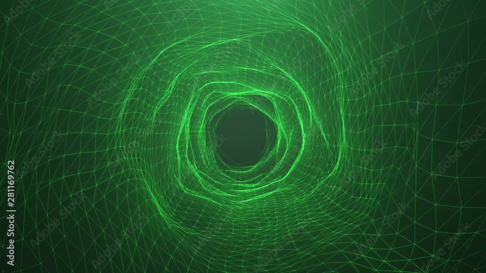 Abstract motion digital wormhole, tunnel consisting green sparkling particle and lines. Way through the digital network beautiful green particles. Seamless Loopable 3D 4K animation Abstract motion digital wormhole, tunnel consisting green sparkling particle and lines. Way through the digital network beautiful green particles. Seamless Loopable 3D 4K animation