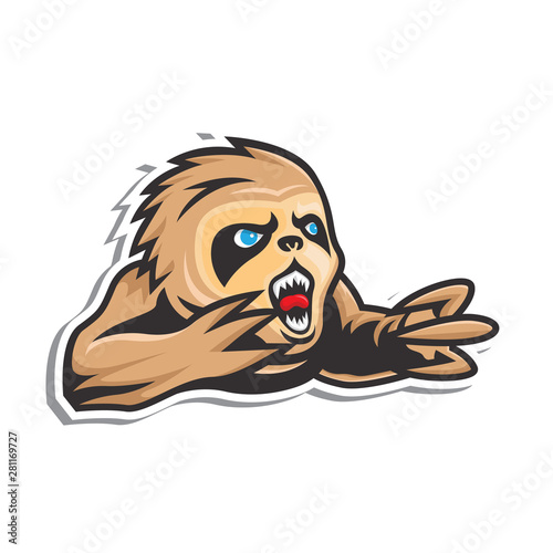 angry slow loris sticker illustration