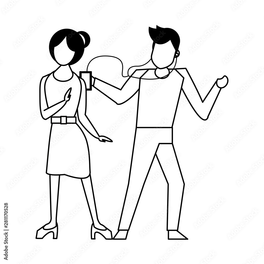 social media network chatting cartoon in black and white social media network chatting cartoon in black and white