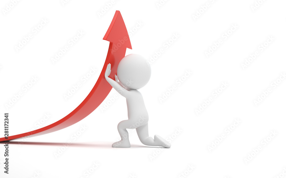 A man Changing the arrow direction to upwards. business and success concept. 3d rendering,conceptual image. A man Changing the arrow direction to upwards. business and success concept. 3d rendering,conceptual image.