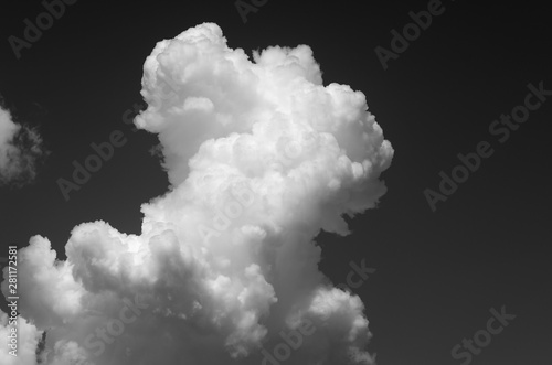 Black and White Image of a Big Cell of Cumulonimbus Cloud.