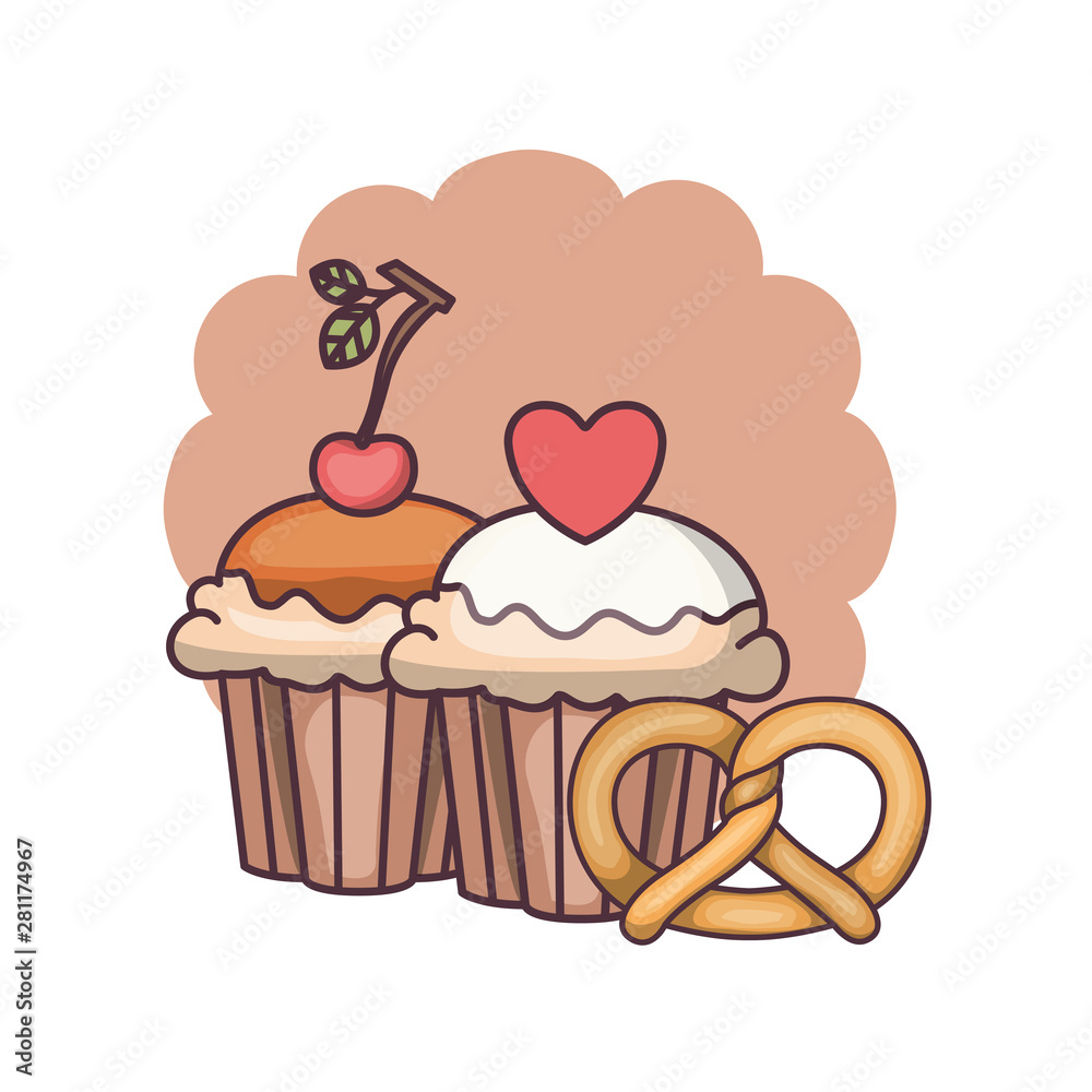 delicious and fresh cake with cherry