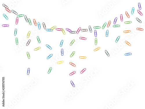 Stationary paperclips isolated on white background