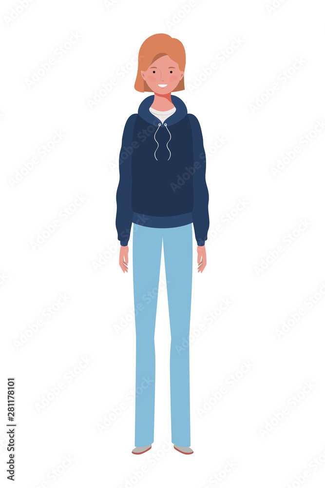 young woman standing on white background young woman standing on white background