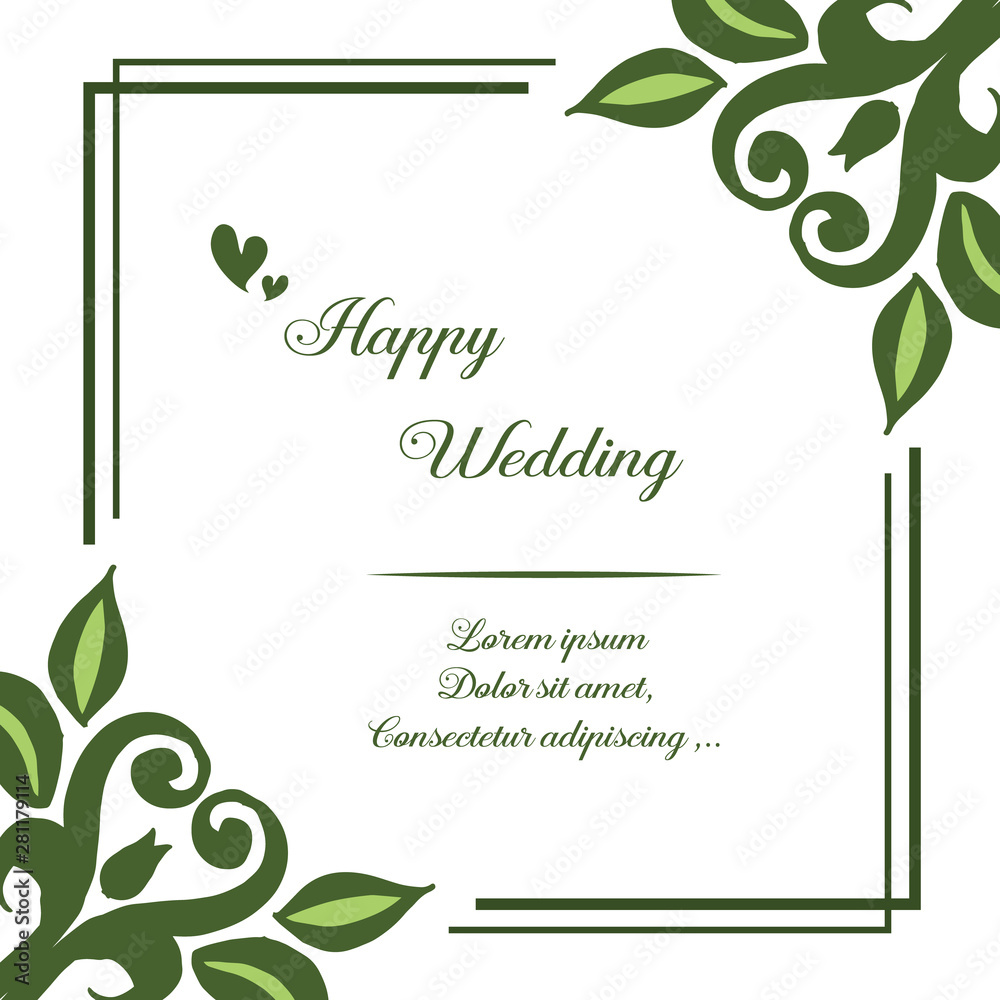 Romantic decorative flower frame, with various flowers and leaf, cute frame, for card happy wedding. Vector