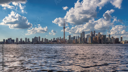 Canvas Print Panoramic view of Toronto city skyline at sunny summer day in Toronto, Ontario, Canada