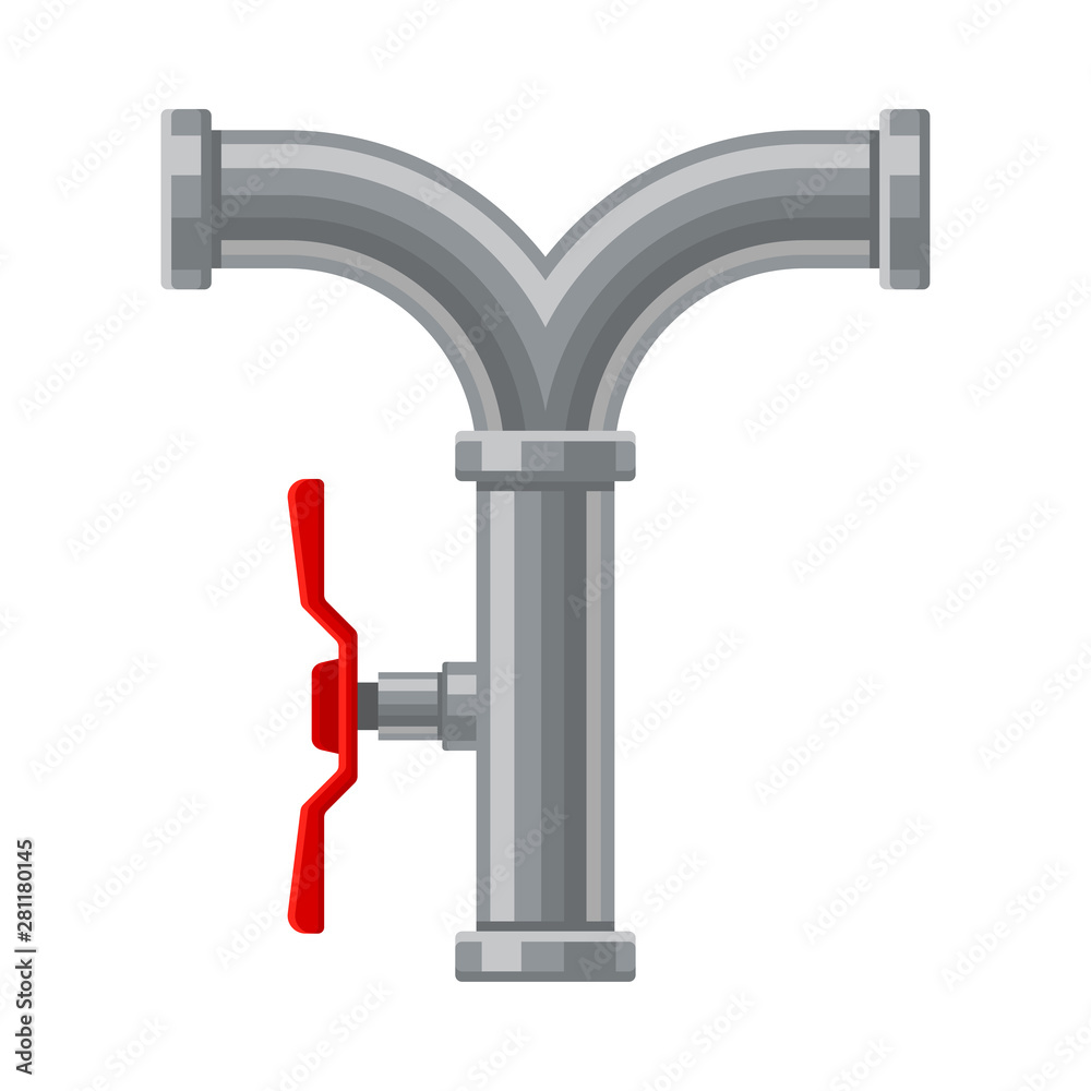 Vertical pipe with a fork at the top. Vector illustration on white background. Vertical pipe with a fork at the top. Vector illustration on white background.