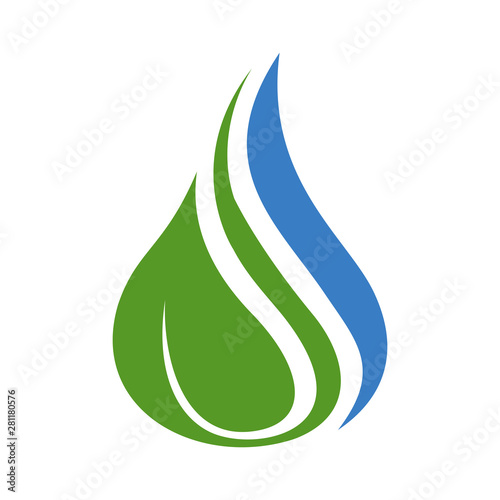 Eco water drop leaf logo