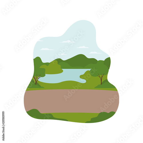 landscape with trees and plants isolated icon