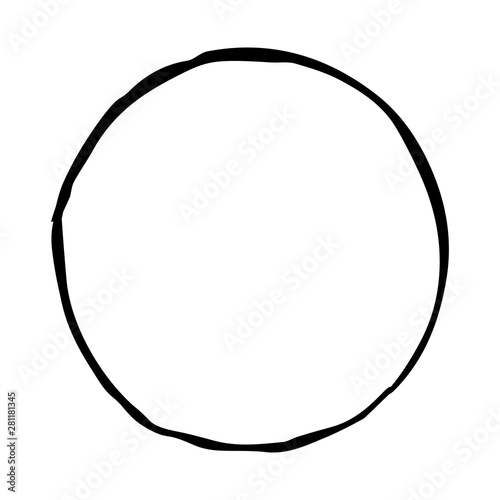 Mechanical drawing of circle. Simple isolated geometrical object for technical documentation, schoolbooks and further design. Black outline on white background. Vector illustration. EPS10