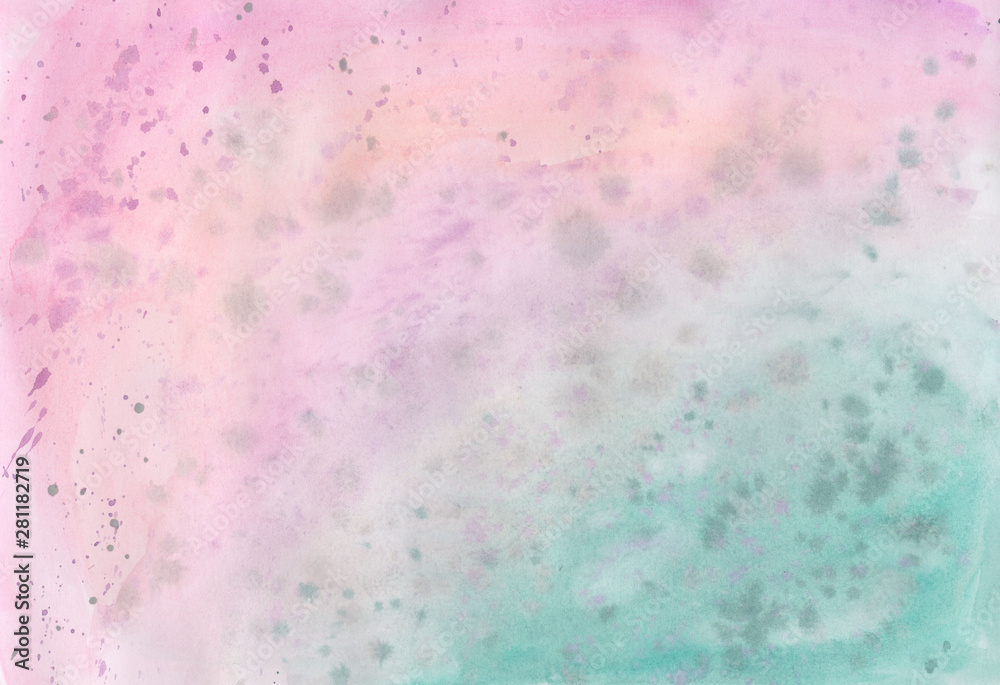 Obraz premium Pastel abstract watercolor background, silhouettes of plants in soft pastel color in the style of blur, spray paint