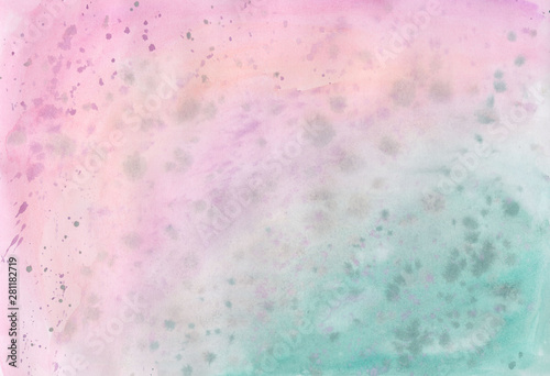 Pastel abstract watercolor background, silhouettes of plants in soft pastel color in the style of blur, spray paint