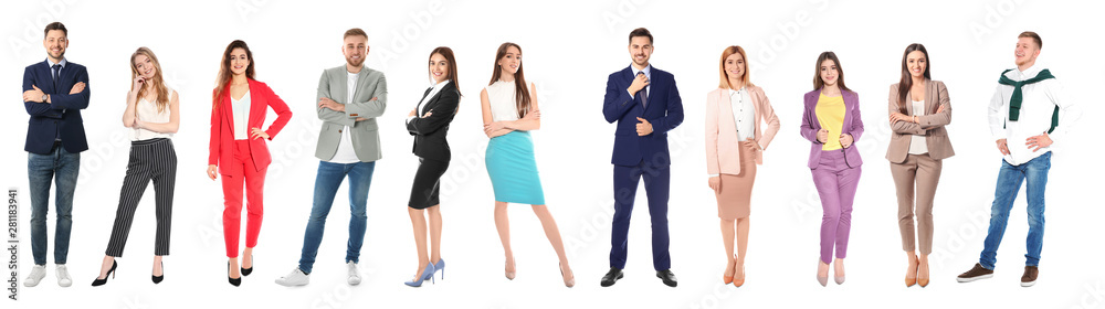 Collage of attractive people on white background. Banner design Collage of attractive people on white background. Banner design