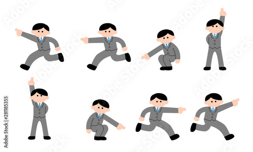 指差すサラリーマンセット（デフォルメカラー）