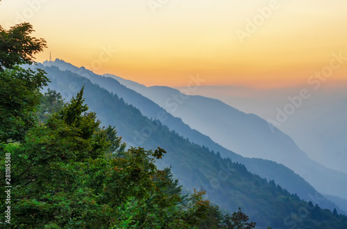 Colorful sunset in Soca valley, Slovenia. photo