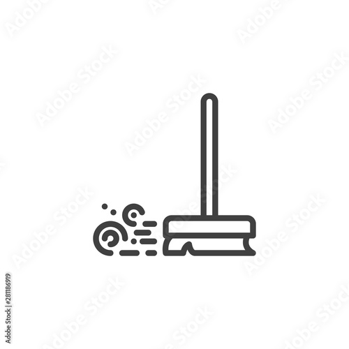 Cleaning Broomstick, mop line icon. linear style sign for mobile concept and web design. Brush and dust outline vector icon. Symbol, logo illustration. Vector graphics