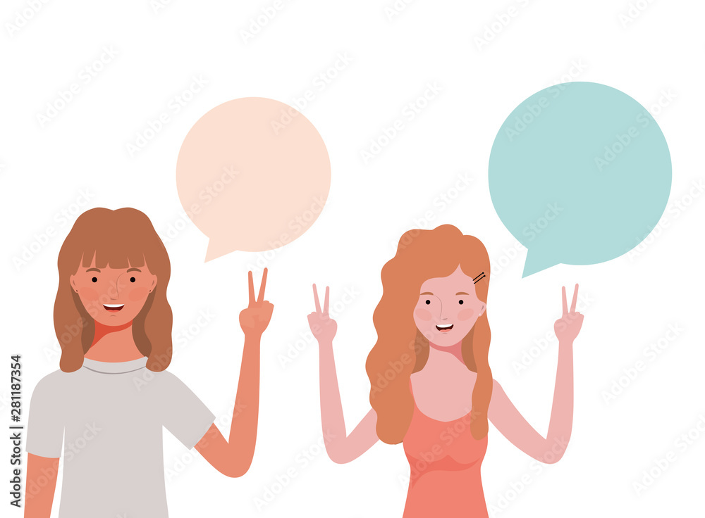 women with speech bubble avatar character women with speech bubble avatar character