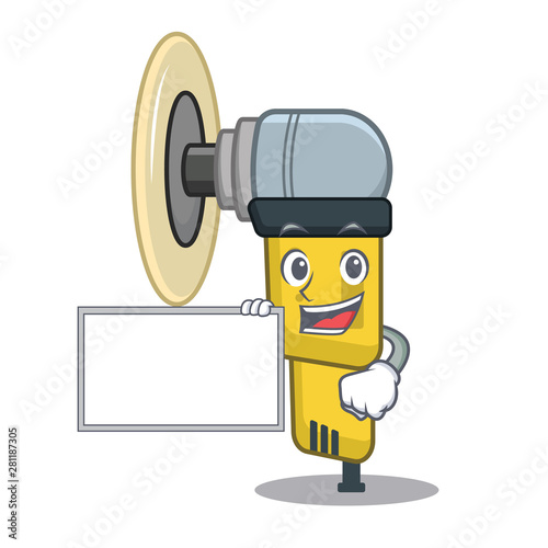 With board pneumatic sander in the mascot shape