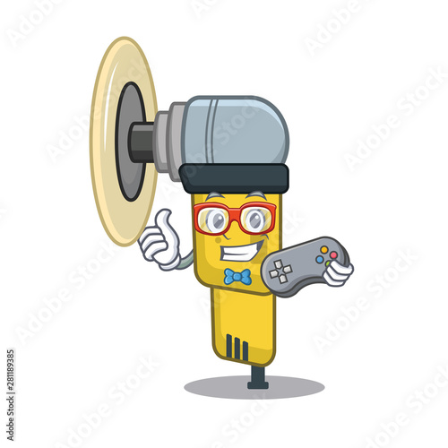 Gamer pneumatic sander isolated with the cartoon