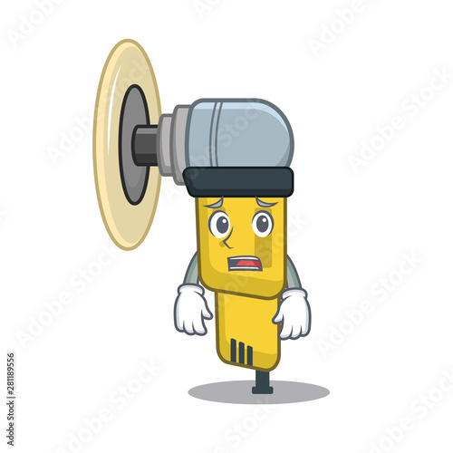 Afraid pneumatic sander isolated with the cartoon