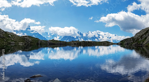 Beautiful mountain lake in French Alps.