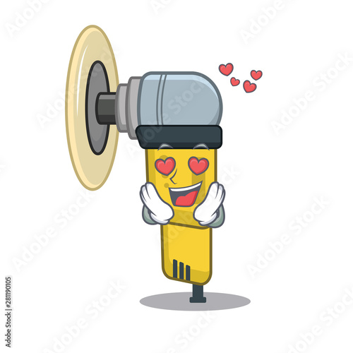 In love pneumatic sander isolated with the cartoon
