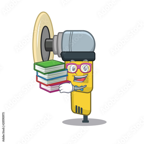 Student with book pneumatic sander placed inside character box