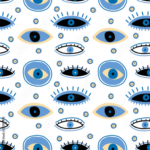 Evil Seeing eye symbol naive pattern. Occult mystic emblem, graphic design tattoo. Esoteric sign alchemy, decorative style, providence sight.