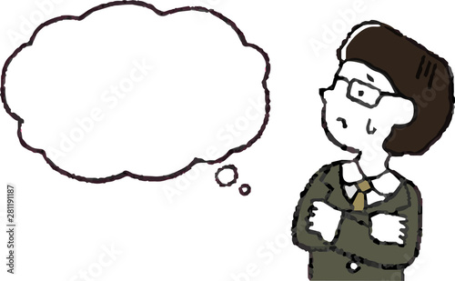 Illustration of a Businessman who responds sideways with Speech Balloon set