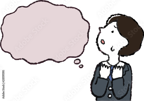 Illustration of a Businessman who responds sideways with Speech Balloon set