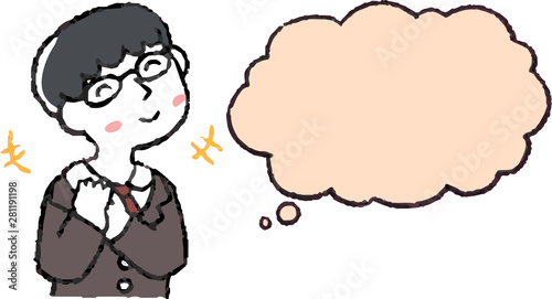 Illustration of a Businessman who responds sideways with Speech Balloon set