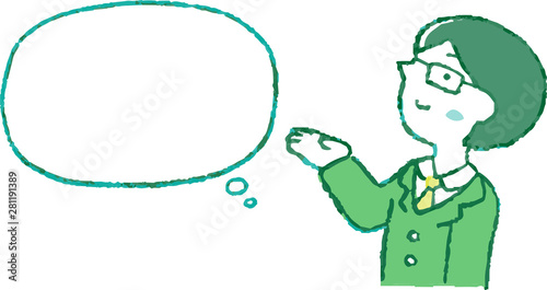 Cute Pop Illustration of a Businessman who responds sideways with Speech Balloon set