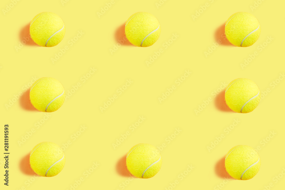 Tennis ball pattern on yellow. Frame