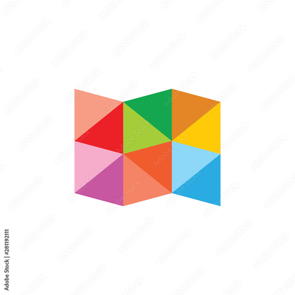 triangle mosaic colorful abstract object logo vector