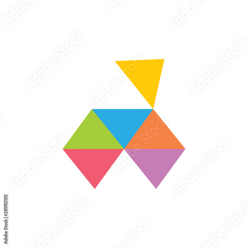 triangle mosaic colorful abstract object logo vector