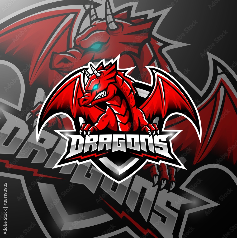 Red dragon esports logo design