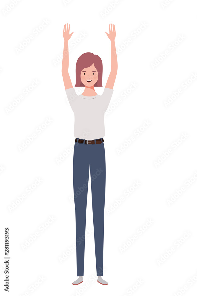 young woman standing on white background young woman standing on white background