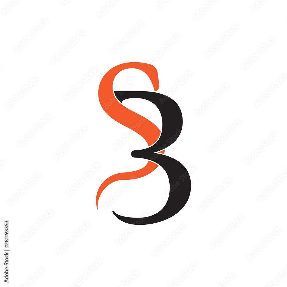 letter sb linked ribbon shape logo vector