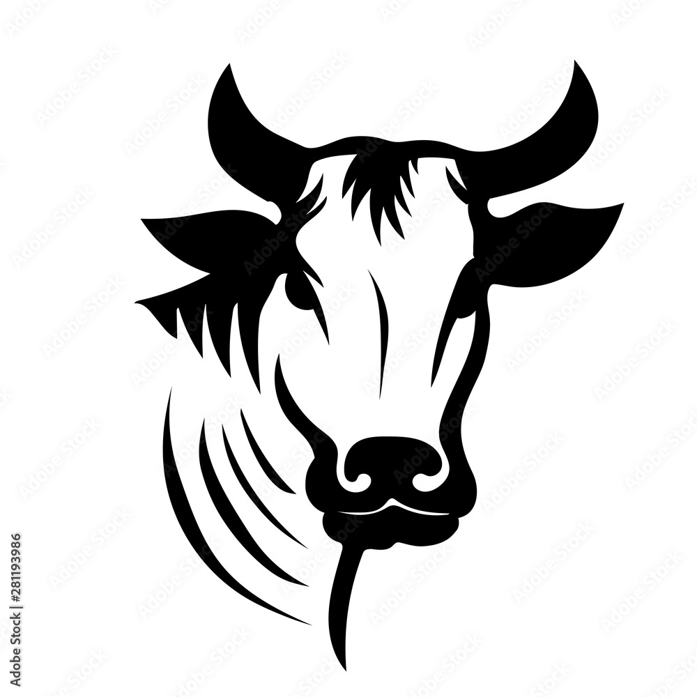 face cow head art logo design inspiration Stock Vector | Adobe Stock