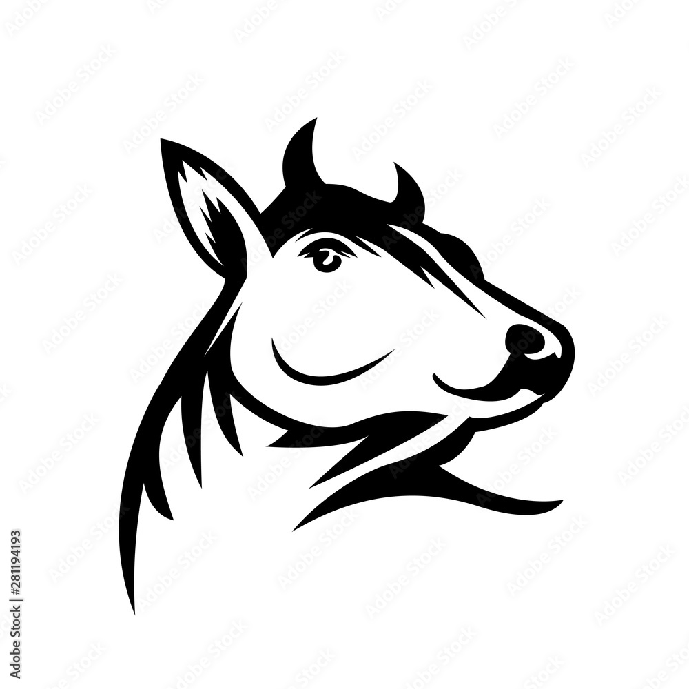 face cow head art logo design inspiration Stock Vector | Adobe Stock