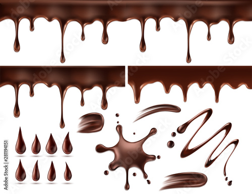 Fototapeta Set of chocolate drops and blots