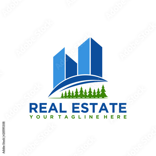 Real estate logo building - apartment house home city landmark