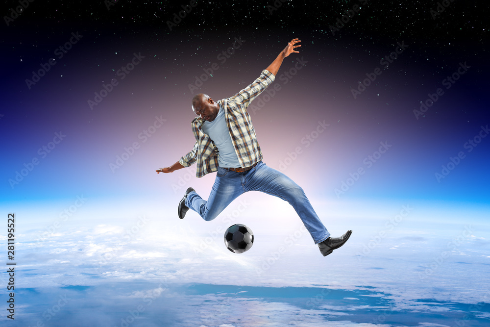 Black man plays his best soccer match Black man plays his best soccer match